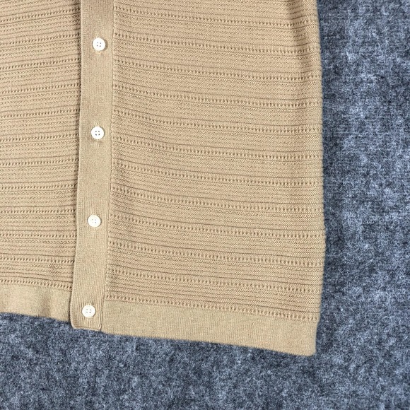 Abercrombie & Fitch Shirt Mens Small Tan Knit Button Front Camp Collar Retro - Picture 4 of 16